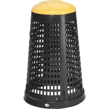 Korbständer D525xH880mmPP schwarz Deckel gelb für 120l Säcke Müllsackhalter