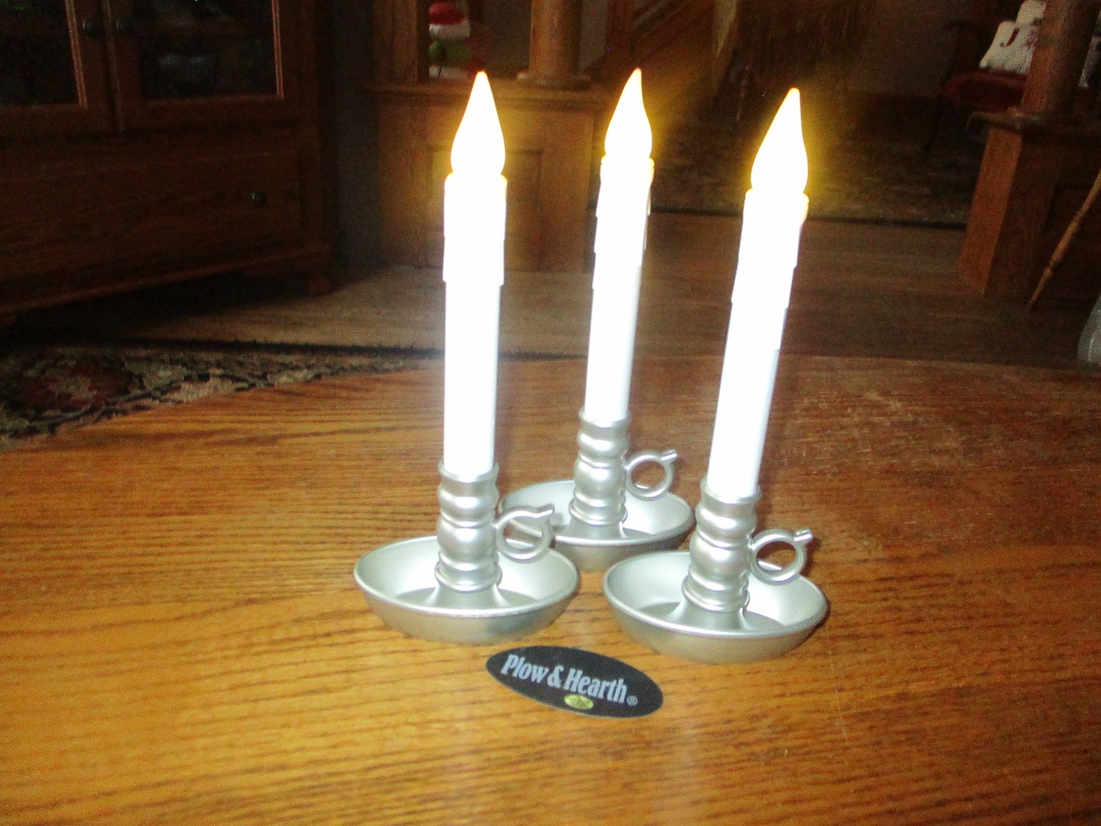 3 PLOW & HEARTH BATTERY OPERATED COLONIAL WINDOW CANDLES