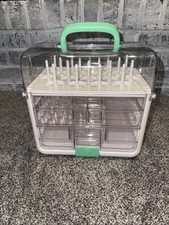 Singer Sew It Goes Clear Carry Case Organizer Used Empty White Green Handles