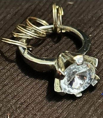 Silver Metal Novelty Gemstone Ring Key Chain Women's Accessory