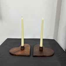 Handmade Oak Wood Heart-Shaped Candle Holder Center Piece FARMHOUSE Decor