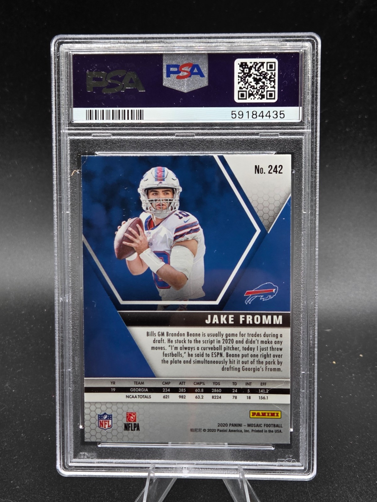 2020 Mosaic JAKE FROMM Rookie Football Card PSA 10 GEM MINT view 2