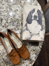 VTG 1960s Hush Puppies Women s Sz 7.5N Blocked Heel Brown Loafers New In Box
