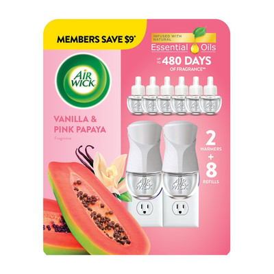 Air Wick Vanila And Pick Papaya Scented Oil 2 Warmers + 8 Refills Rssential Oils