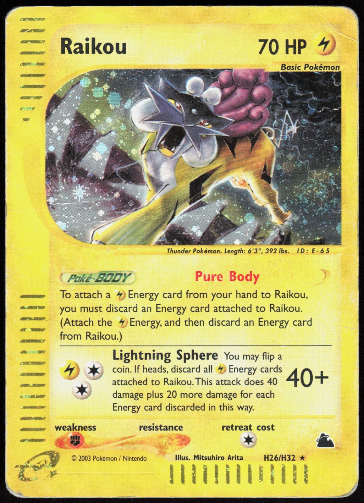 Raikou - H26/H32 - Pokemon Skyridge Holo Rare Card HP