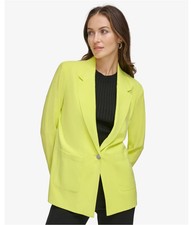 DKNY Womens Patch Pocket One Button Blazer Jacket, ltpasyel, L