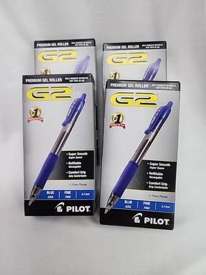 Pilot G2 Fine Tip Blue Premium Gel Roller Pens Lot Of 4-12 Packs Of Pens Read De