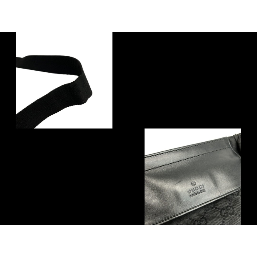 GUCCI Waist Pouch GG Pattern Black Leather Used 16.5cm x 29cm thumbnail 2