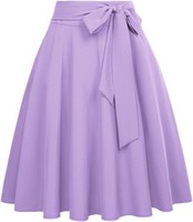 Damen Vintage Rock Ausgestellt Knielang Mit Schleife Violett L