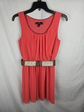 I.N. Coral Sleeveless Dress with Belt Sz S