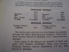 1963 Chrysler And Imrerial Original Shop Manual Newport 300 New Yorker 1963 Chrysler And Imrerial Original Shop Manual Newport 300 New Yorker