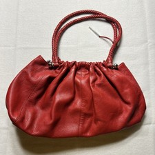 Elliott Luca Red Pebbled Leather Gathered Sat...