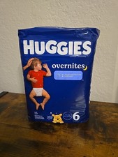 NEW HUGGIES OVERNITES ALL-NIGHT DIAPERS - SIZE 6 OVER 35 lbs - 15 COUNT