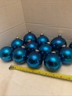 12 Vintage Glass Christmas Tree Balls Ornaments 2.5" Blue Metal Caps RETRO -Z — photo 2
