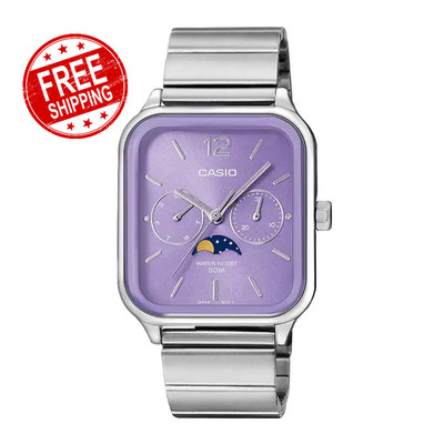 Casio Men's Moonphase Quartz Watch Square Dial Waterproof Luxury Fashion Set