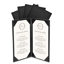 WeChef 5 Piece Menu Covers 5"x9" 2 View Angled Corners for Wine List Cafe Bristo