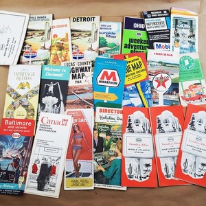 Vtg Travel Map & Brochure Lot US & Canada Road Trip Souvenirs Gas Station 1960s