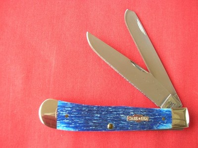 CASE XX  6254 2  BLADE TRAPPER BLUE JIG  BONE HANDLES 2007 KNIFE