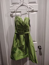 Alfred Sung Iridescent Lime Green Mini Strapless Dress Size 8 Nwt