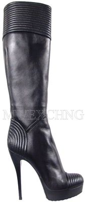 Loriblu Stiletto Black Leather Platforms Boots EU 36 Womens Shoes High Heels