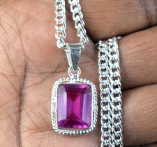 Natural Padparadscha Pink Sapphire 11.15 Ct Emerald Cut Gems Certified Pendant