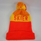 Im A Skier Toque Vintage Winter Hat Red Yellow Ski Skidoo Pom-Pom Ski Knit Cap