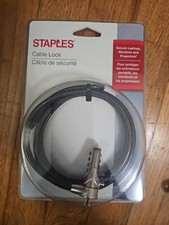 Staples 6.5 Ft Feet 2m Combination Cable Lock With Security Base Plate Kit