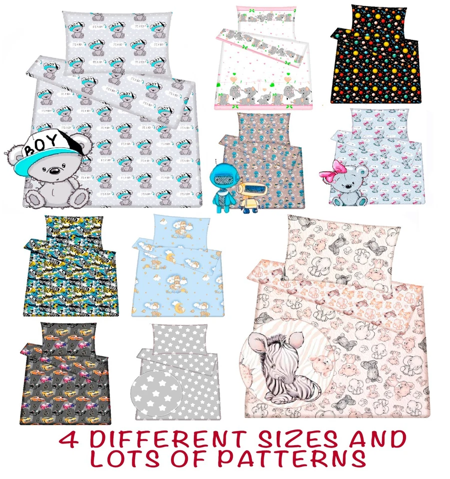 Juego de ropa de cama para bebé junior funda de edredón funda de almohada 100 % algodón cuna cuna Foto 3 de 4