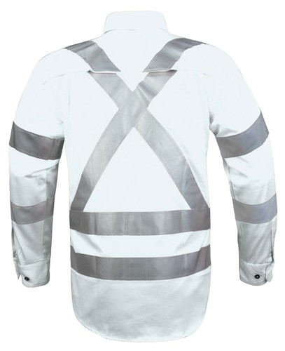 Hi Vis Shirts Orange NSW Rail Shirt Reflective tape X pattern back, H front - Picture 8 of 31