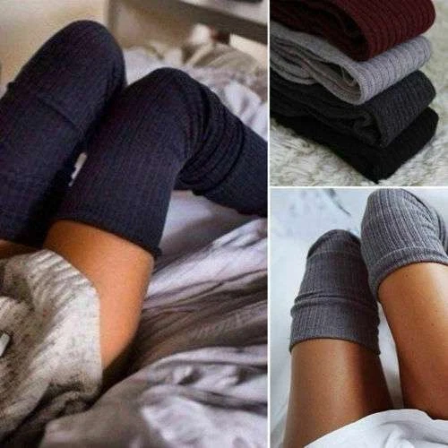 Women Winter Socks Soft Warm Cable Knit over Knee Long Boot Thigh High Stockings - Image 3 of 4