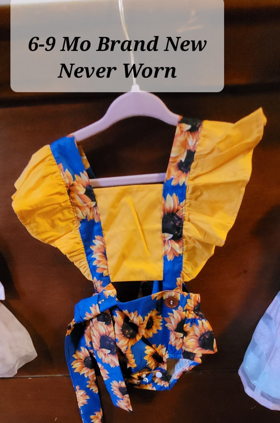 Sunflower Romper Outfit 6-9 Mo Infant Clothing.-image