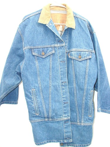 Long Jacket Corduroy Collar Denim 