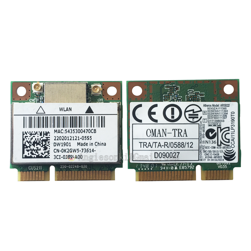 Atheros AR5B22 DW1901 Dual-Band Wi-Fi + Bluetooth Card – Mini PCIe For Laptops 2 thumbnail image