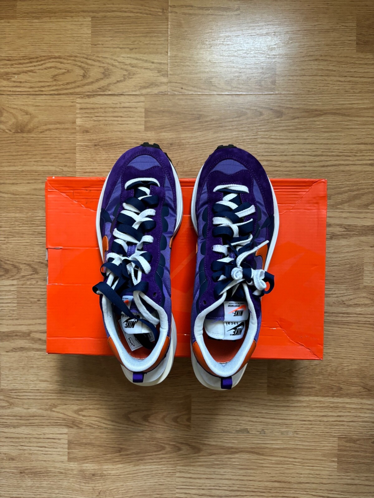 SACAI X NIKE Autentica Nike x Sacai VaporWaffle scarpe da ginnastica mid top in camoscio ecopelle e nylon