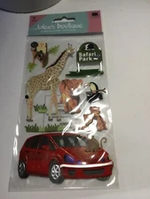 Jolee's Boutique 9 pc dimensional Scrapbook stickers DRIVE THRU ANIMAL SAFARI 