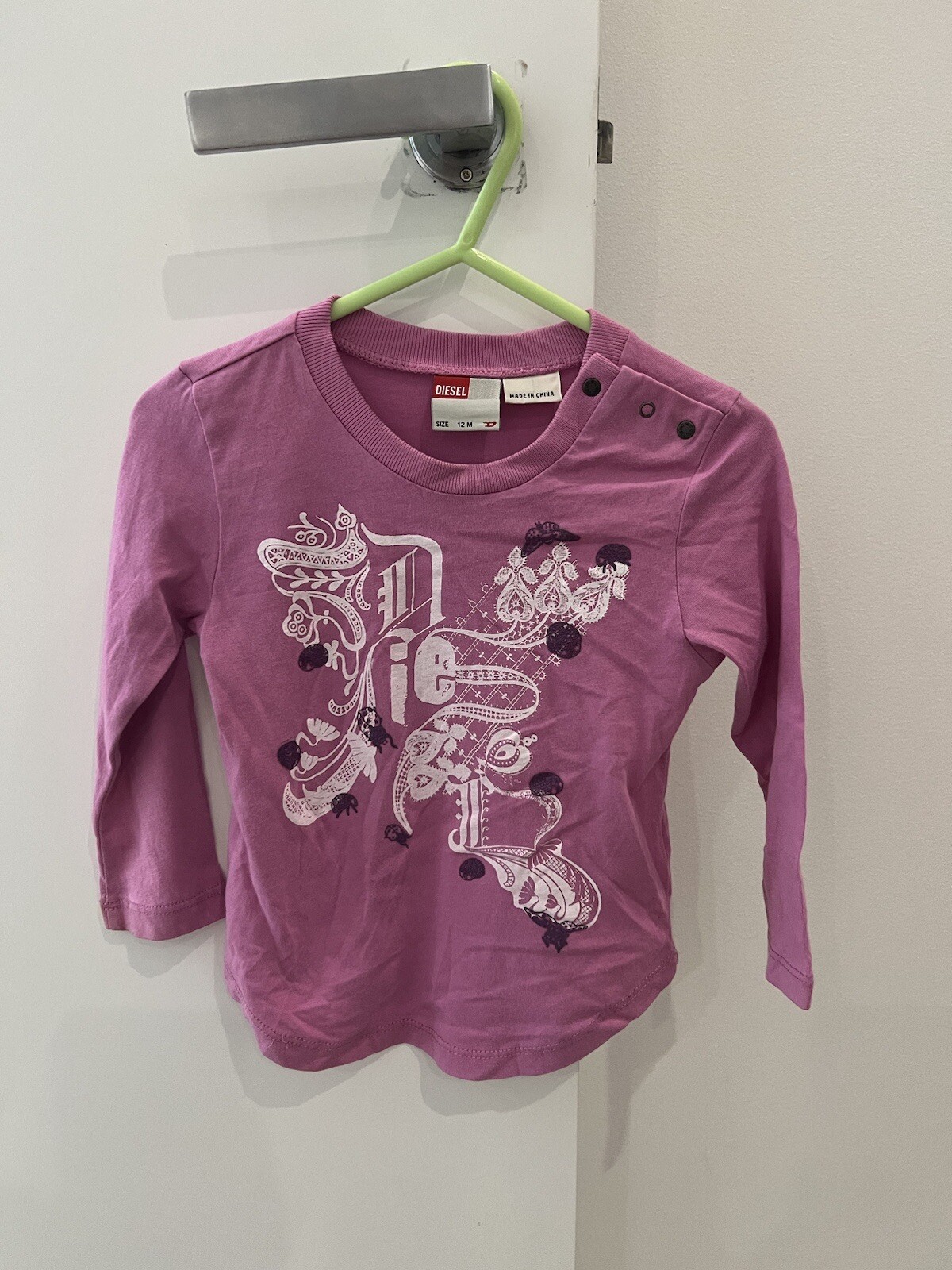 Diesel Long Sleeve Tee Girls Baby 12 Months Magenta