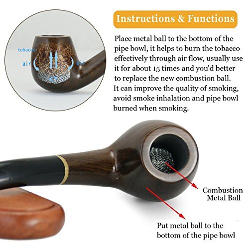 Smoking Pipes, Exquisite Ebony Wood Tabacco Pipe, Tobacco Pipe Starter - Picture 2 of 5
