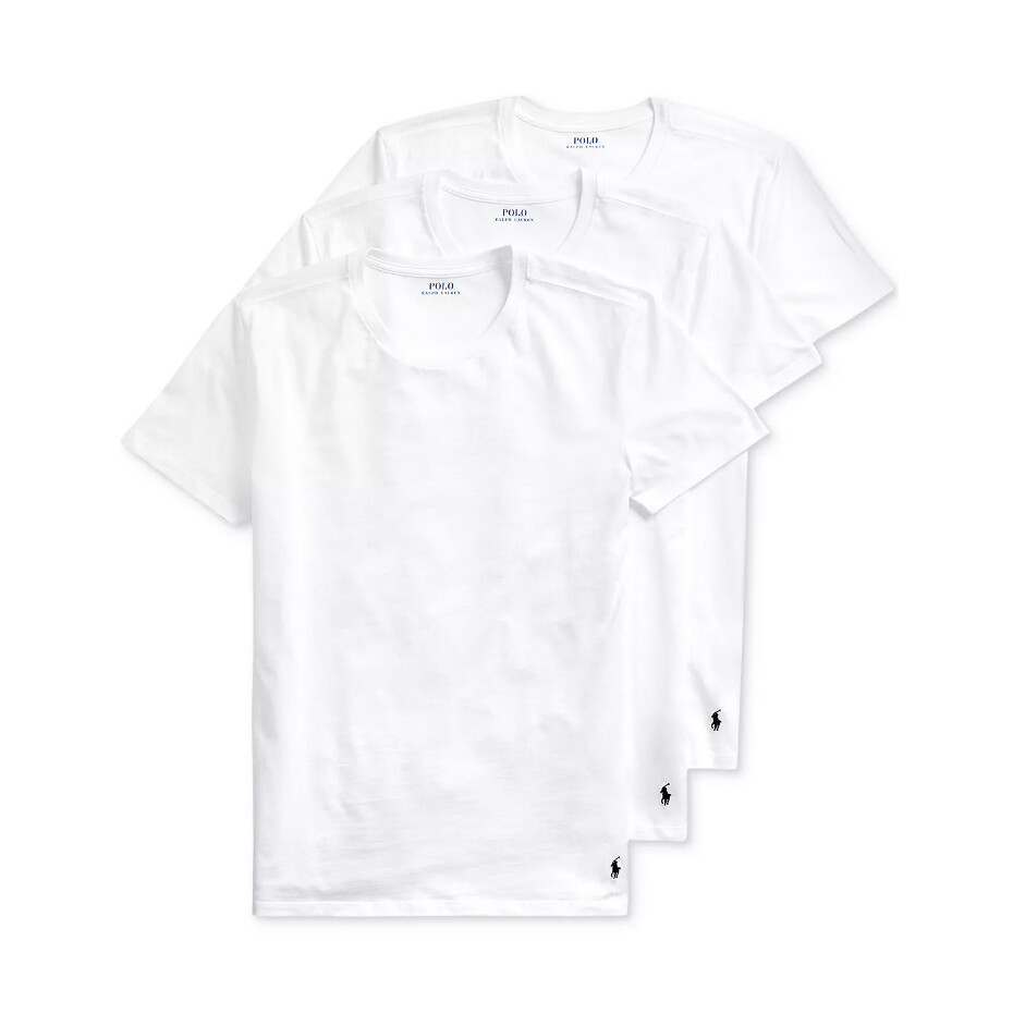 Polo Ralph Lauren Men's White Classic Fit Crew-Neck 3 Pack T