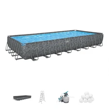 Bestway APX 365 Rectangular Above Ground Swimming Pool Set, 31'4" x 16' x 52"