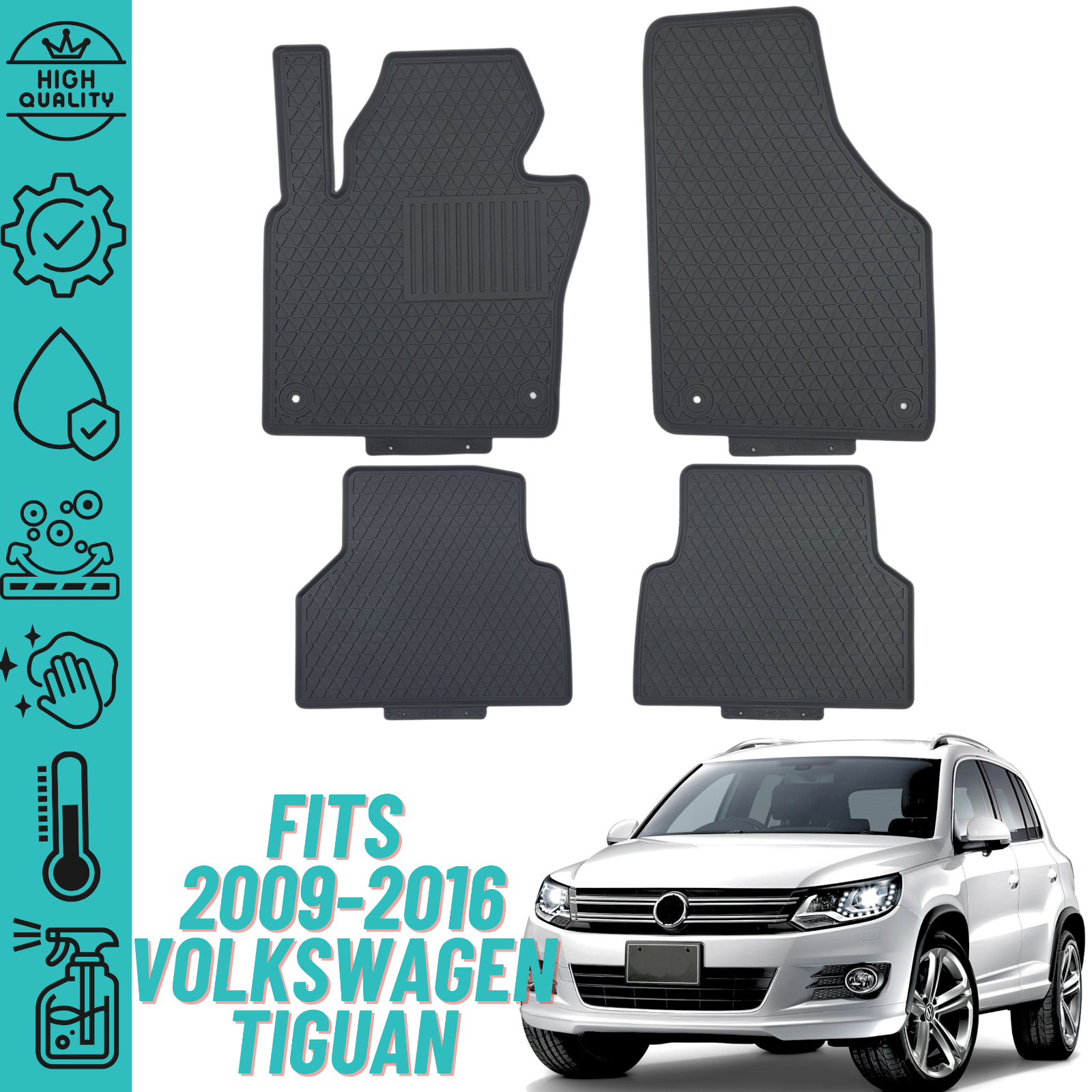 For 20092016 Volkswagen Tiguan Floor Mats Heavy Duty All Weather Liner