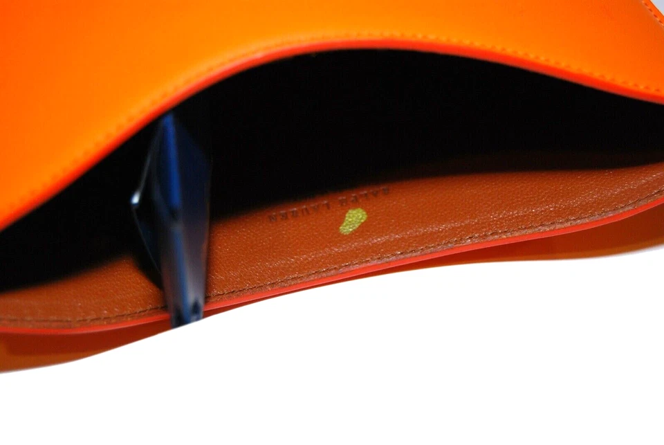 $395 Polo Ralph Lauren Cuero Documentos Tableta Funda Carpeta Estuche Naranja Italiano Foto 4 de 4