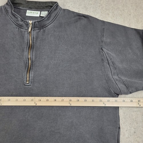 Orvis 1/4 Zip Pullover Sweater Mens XL Gray Heavyweight Vintage Faded - Picture 8 of 10