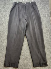 Pantalones de tiro alto Focus 2000 de Charles Glueck 100 % seda forrados negros talla 14