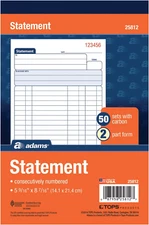 Adams All-Purpose Statement Book, 2-Part with Carbon, 5.56 X 8.44 Inches, White/