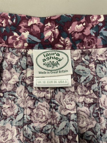 VINTAGE LAURA ASHLEY PLEATED FLORAL SKIRT SIZE 8 COTTAGE CORE COTTON / WOOL 1 - Picture 3 of 3