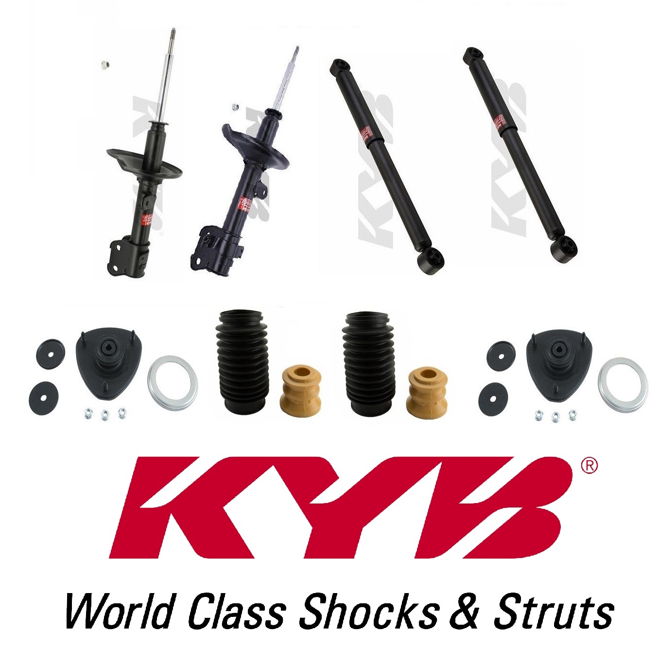 KYB Front Rear Struts Shocks Kit Front Mounts Dust Boots Set 8PCS for