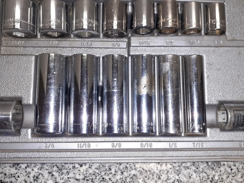 CRAFTSMAN 20 PC 3/8" SOCKET SET SHALLOW & DEEP SET, a-x - Image 2 of 4