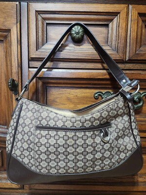 Nine West Shoulder Bag Geometric Pattern Beige Brown Medium  display picture 1