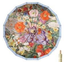Vintage-Inspired 16-Rib Folding Umbrella with UV Protection, dome 39 in