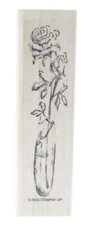 Stampin Up Sketched Long Stem Rose in Vase Flowers Wooden Rubber Stamp